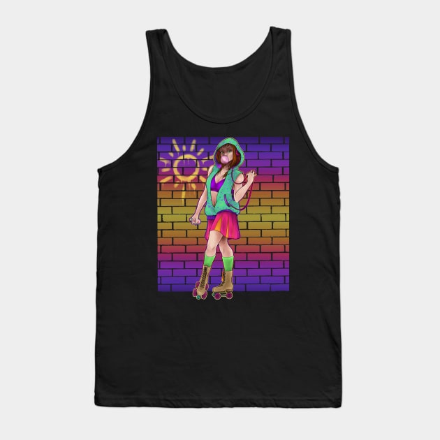 Neon Sunset Skater 3 Tank Top by ChePanArt